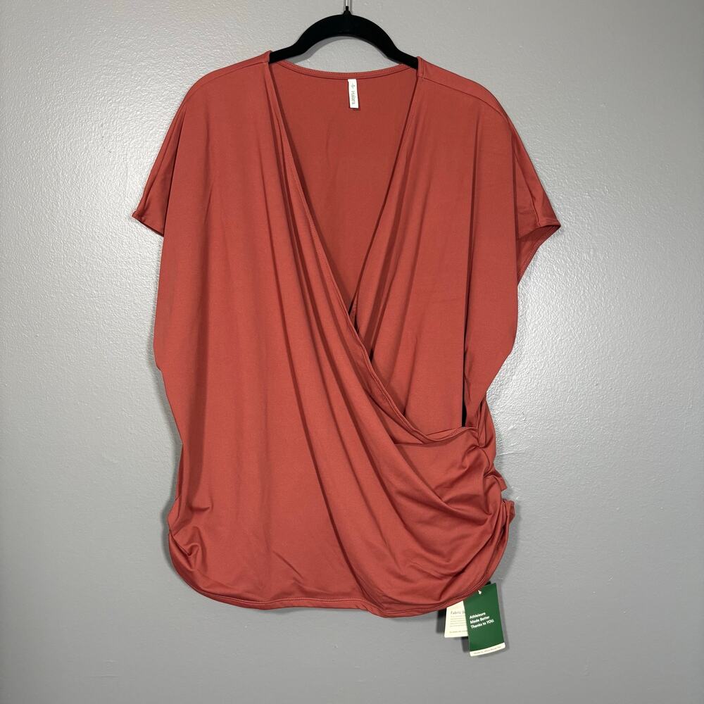 Halara NWT Faux Wrap Top Rust Colored V-Neck Crossover - 1X - Women's Plus Size